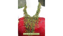 Green Beaded Casandra Fashion Necklace with Stones